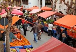 Booths at a farmers market