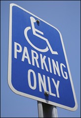 Parking sign for disabled parking